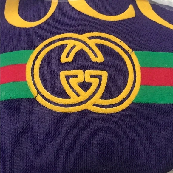 Vintage Bootleg Gucci Logo Crewneck Sweatshirt Women's Purple Large 80s Hip Hop